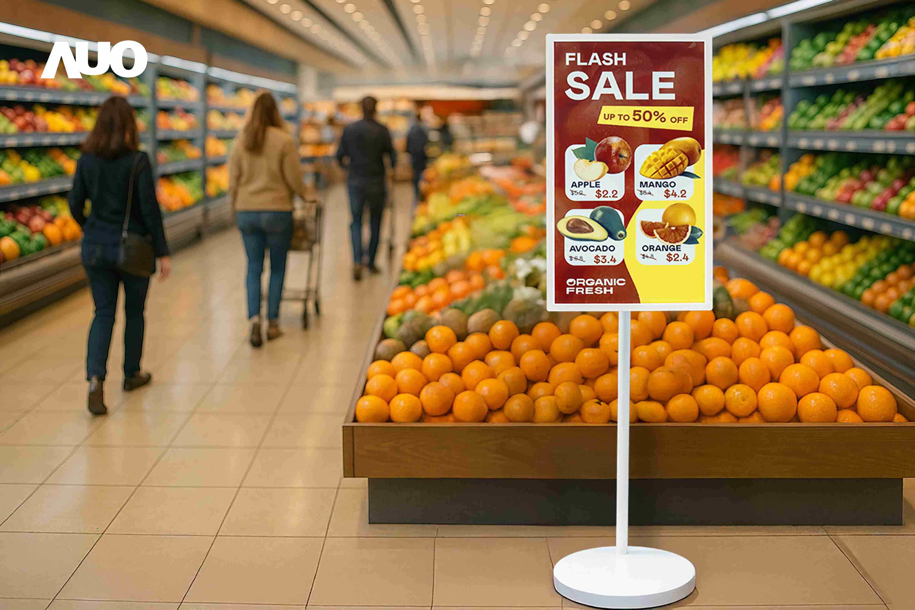 达擎首亮相低功耗、、、全彩的〝aecoPost电子纸解决方案〞，，，仅在更新画面时需要微量的电力驱动，，，无需布建电线的便捷设计，，，使其可灵活应用、、、随意置放，，，，并可透过云端或行动装置app，，，轻松管理及排程广告内容，，晋升店头营销利器。。。。